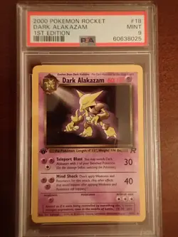 Pokemon TCG-Rocket-Dark Alakazam Non Holo 1st Edition 18/82 - PSA 9 (Mint) - Image 1