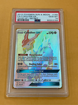 2019 Pokemon SM Team Up Cobalion GX Full Art Secret Rare #189/181 PSA 10 - Image 1