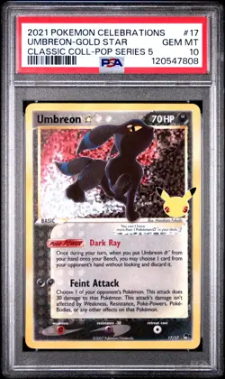 POKEMON PSA 10 2021 Celebrations Umbreon Gold Star 17/17 Holo * 7808 - Image 1