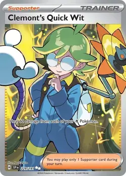 Clemont's Quick Wit - 229/191 - Pokemon Surging Sparks Full Art Rare NM/M - Image 1