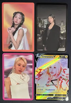 TWICE Chaeyoung Photocard Bundle With You-th, Ready To Be + Custom Pokemon Card - Image 1