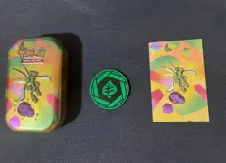 Pokemon TCG 151 Scyther Mini Tin With Art Card and Coin - Image 1