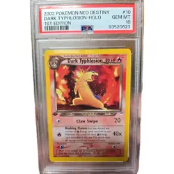 2002 Pokemon Dark Typhlosion Neo Destiny Holo Card #10/105 PSA 10 - 1st Edition - Image 1