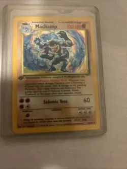Rare 1st Edition Holographic Machamp Pokemon Card 8/102 - Image 1