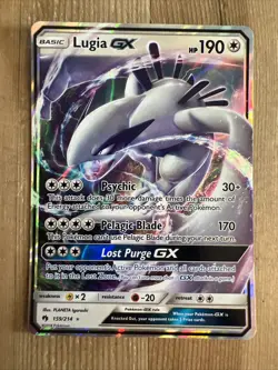 Lugia GX 159/214 ULTRA RARE Pokemon SM Lost Thunder TCG HOLO LP 2018 - Image 1