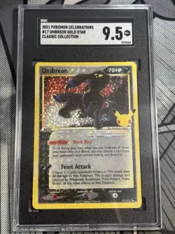 SGC 9.5 Umbreon 2021 Pokemon Celebrations Gold Star #17 Holo Mint+ Holo Bleed - Image 1