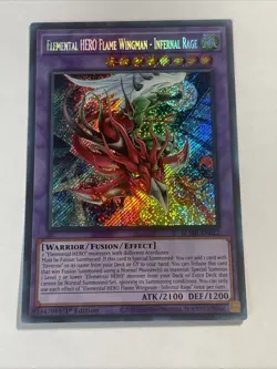 * ELEMENTAL HERO FLAME WINGMAN - INFERNAL RAGE * SECRET RARE BLMR-EN012 YUGIOH - Image 1