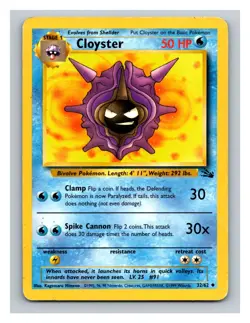 Cloyster #32/62 Fossil Pokemon Trading Card TCG Nintendo 1999 - Image 1