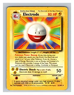 Electrode #021/102 Base Set Pokemon Trading Card TCG Nintendo 1999 - Image 1