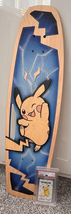 Pokemon Center Bear Walker Pikachu Skateboard Deck & PSA10 Pikachu Card 091/250 - Image 1