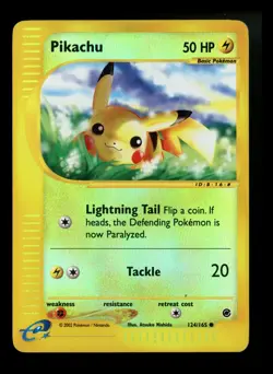 Pikachu 124/165 Expedition 2002 Reverse Holo E-Reader Pokemon Card TCG - Image 1