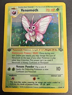 NM/LP 1st Edition VENOMOTH Holo Pokemon Card - WOTC - Jungle - 13/64 - Image 1