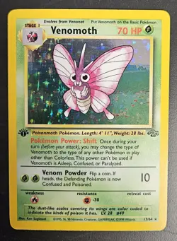 NM/LP 1st Edition VENOMOTH Holo Pokemon Card - WOTC - Jungle - 13/64 - Image 2