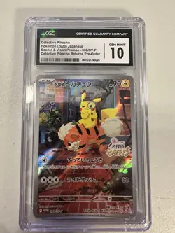 CGC Pristine 10 Detective Pikachu Pokemon Scarlet and Violet Promo Card 098/Sv-p - Image 1