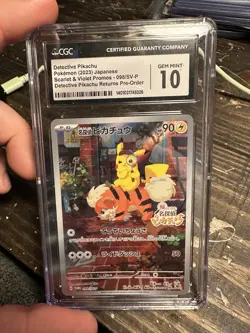 CGC Pristine 10 Detective Pikachu Pokemon Scarlet and Violet Promo Card 098/Sv-p - Image 2