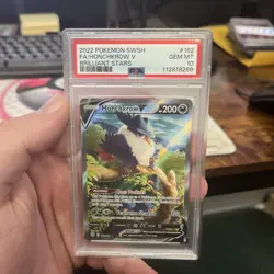 2022 Pokemon Brilliant Stars #162 Honchkrow V Full art Alt Art PSA 10 GEM MT - Image 1
