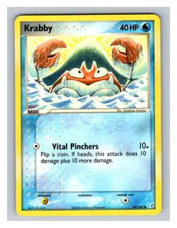 Krabby #54/100 Crystal Guardians Pokemon Trading Card TCG Nintendo 2006 - Image 1