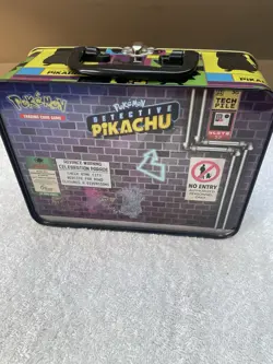 Pokemon TCG Detective Pikachu Collectors Chest Tin Lunch Box EMPTY TIN 2019 - Image 2