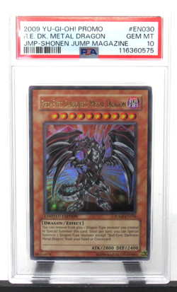 YuGiOh PSA 10 Gem Mint JUMP-EN030 Red Eyes Darkness Metal Dragon 2009 Ultra Rare - Image 1