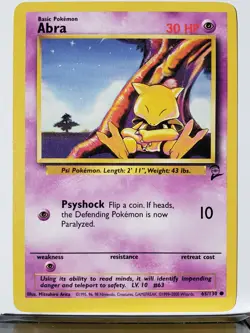 Abra 65/130 LP - Base 2 Set Pokemon Card - $2 Combined Shipping - Image 1