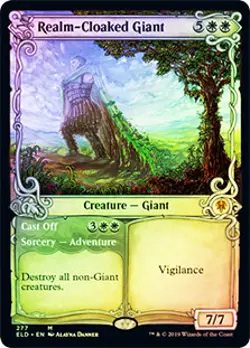 Realm-Cloaked Giant / Cast Off (Showcase) FOIL Throne of Eldraine HEAVILY PLD - Image 1