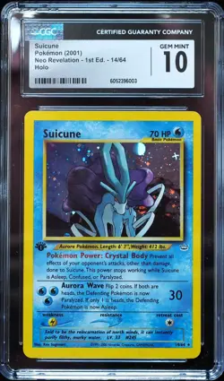 1st Edition Suicune 14/64 Neo Revelation Pokemon Card CGC 10 Gem Mint - Image 1