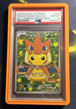 Pokemon Poncho Wearing Pikachu Mega Charizard Y JPN FA Promo 208/XY-P PSA 10 - Image 1