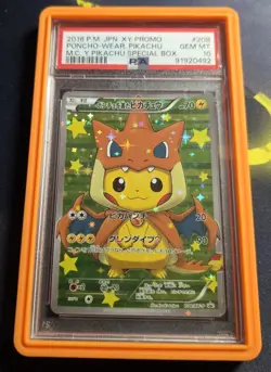 Pokemon Poncho Wearing Pikachu Mega Charizard Y JPN FA Promo 208/XY-P PSA 10 - Image 2