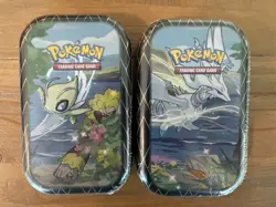 2 X Pokemon TCG Shining Fates Mini Tin Celebi Reshiram NEW SEALED US SELLER - Image 1