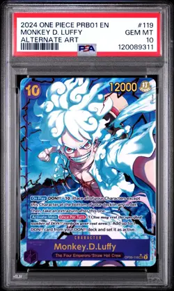 2024 ONE PIECE PRB01 119 ONE PIECE CARD MONKEY D LUFFY ALT ART ENGLISH PSA 10 - Image 1