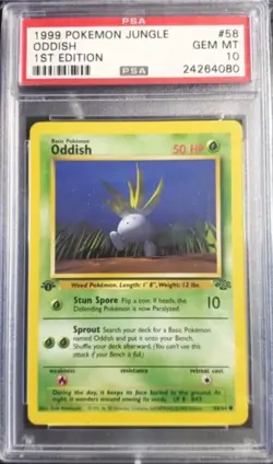 Oddish 1st Edition 58/64 1999 Pokemon Jungle PSA 10 Gem Mint - Image 1