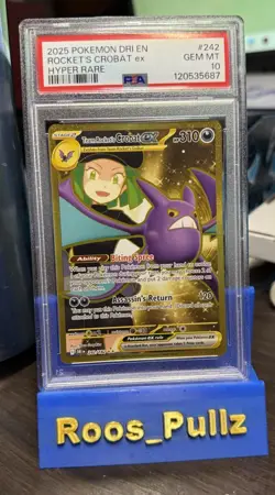 2025 POKEMON DRI EN-DESTINED RIVALS HYPER RARE TEAM ROCKET'S CROBAT EX PSA 10 - Image 1