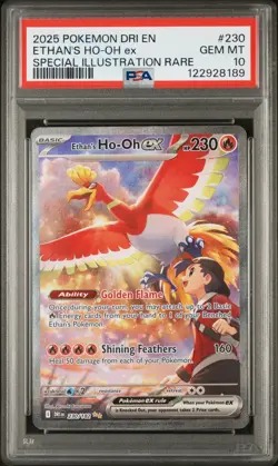 2025 POKEMON DRI EN-DESTINED RIVALS #230 ETHAN'S HO-OH ex PSA 10 - Image 1