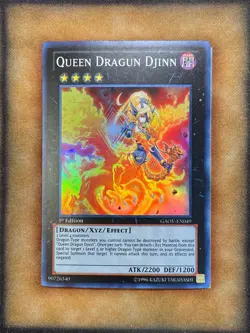 Yugioh Queen Dragun Djinn GAOV-EN049 Super Rare 1st Ed LP - Image 1