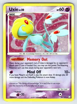 Uxie 18/123 2007 Mysterious Treasures Pokemon Card TCG Cosmos Holo Rare - Mp - Image 1