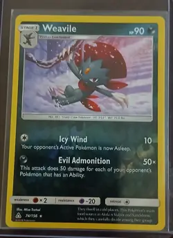Weavile NM 74/156 Ultra Prism Pokemon Holo Rare Trading Card 2018 NM - Image 1