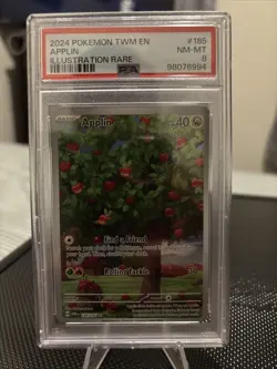 2024 Pokemon TWM EN Applin Illustration Rare Card #185 PSA 8 NM-MT - Image 1
