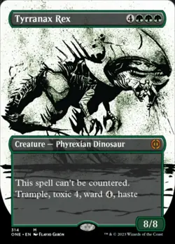 Near Mint x 1 Tyrranax Rex - Foil - Borderless Showcase Phyrexia: All Will Be On - Image 1