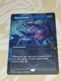 Mint/Near-Mint, English - 1 x MTG Rhystic Study - Confetti Foil - Anime Borderle - Image 1