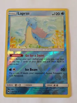Lapras 56/214 Reverse Holo Rare Sun & Moon Lost Thunder Pokemon Card 2018 NM - Image 1