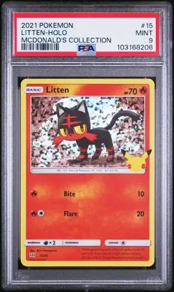 2021 Pokemon McDonalds Collection Litten Holo #15 Promo PSA 9 - Image 1