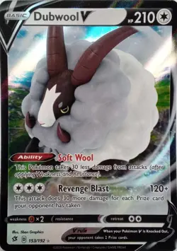 153/192 DUBWOOL V ULTRA RARE REBEL CLASH POKEMON CARD - Image 1