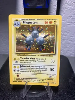 Pokemon TCG Magneton 9/102 Base Set Holo Rare MP - Image 1