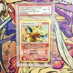 2009 Pokemon Platinum Arceus Cracked Ice Holo Charizard #1/99 PSA 8 MINT - Image 1