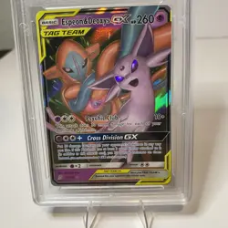2019 Pokemon Sun & Moon Unified Minds #72 Espeon & Deoxys GX GMA 10 Mint - Image 1