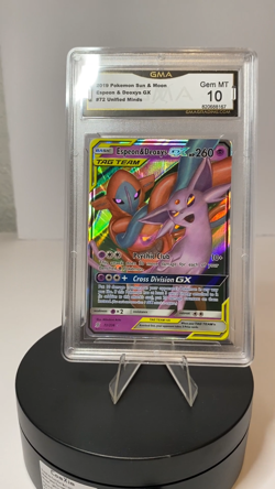 2019 Pokemon Sun & Moon Unified Minds #72 Espeon & Deoxys GX GMA 10 Mint - Image 2