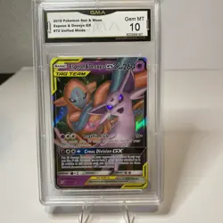 2019 Pokemon Sun & Moon Unified Minds #72 Espeon & Deoxys GX GMA 10 Mint - Image 3
