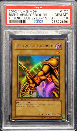 Right Arm of the Forbidden One Yugioh 2002 LOB-122 Ultra Rare 1st Edition PSA 10 - Image 1