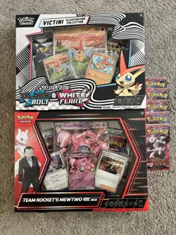 Pokemon TCG Team Rocket’s Mewtwo Ex Box/Victini Illu/Destined Rivals Bundle ✅📦 - Image 1