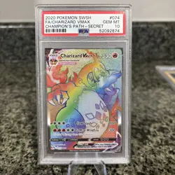 PSA 10 GEM MINT Rainbow Charizard VMAX Pokemon Champion Path Secret Rare 074/073 - Image 1